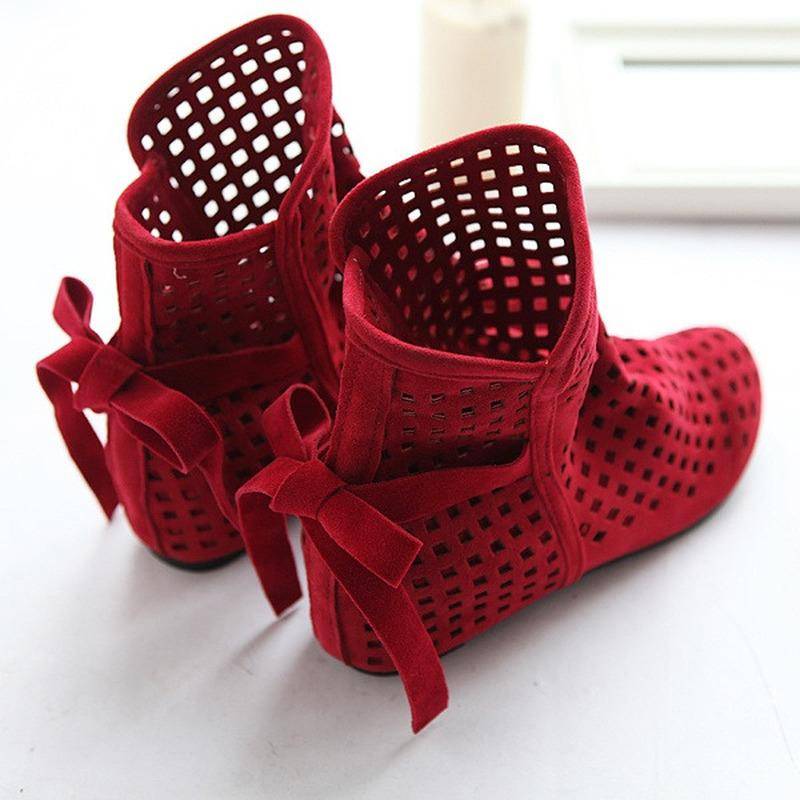 Frauen Mode Sommer Hohl Stiefeletten Einfarbig Casual Sandalen Stiefel für Weibliche 37 rot Frauen Mode Sommer Hohl Stiefeletten Einfarbig Casual Sandalen Stiefel für Weibliche 37 rot von Joom DACH
