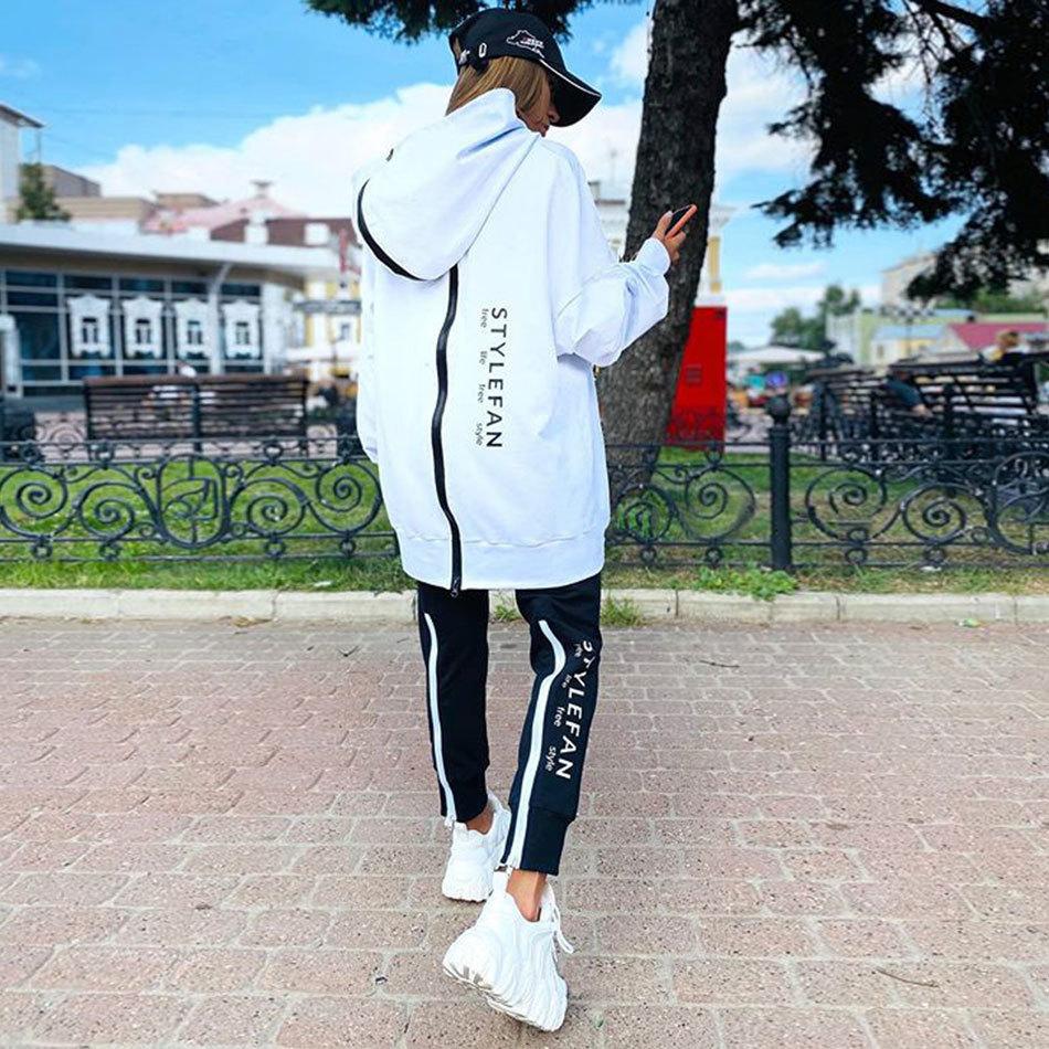 Frauen Mode Sweatsuits Trainingsanzug Jogging Anzug Streetwear Laufsport Zipper Lange Hoodies Lange Hose Zwei Stück Set XL von Joom DACH