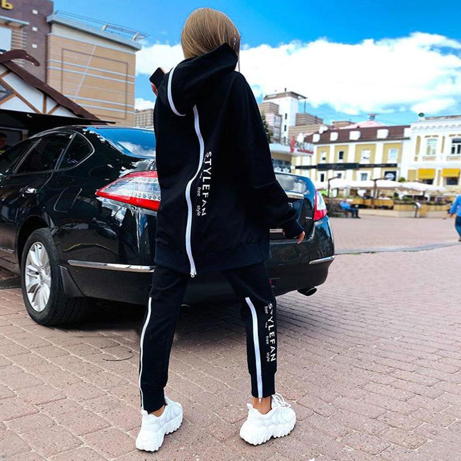 Frauen Mode Sweatsuits Trainingsanzug Jogging Anzug Streetwear Laufsport Zipper Lange Hoodies Lange Hose Zwei Stück Set XL von Joom DACH