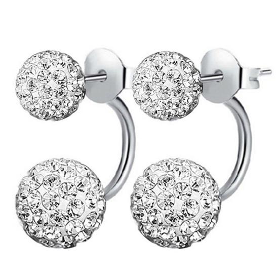 Frauen Mode Tropfen Ohrstecker Schmuck Doppel Strass Ohr Jacke Ohrringe Geschenk One Size von Joom DACH