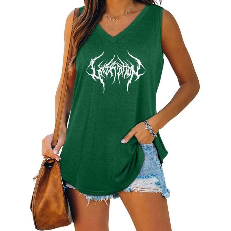 Frauen Mode V Kragen Ärmelloses Top Sommer Casual Neckholder Top Gedruckt T-shirt Laides Pullover Lose Tank Top XXXL von Joom DACH