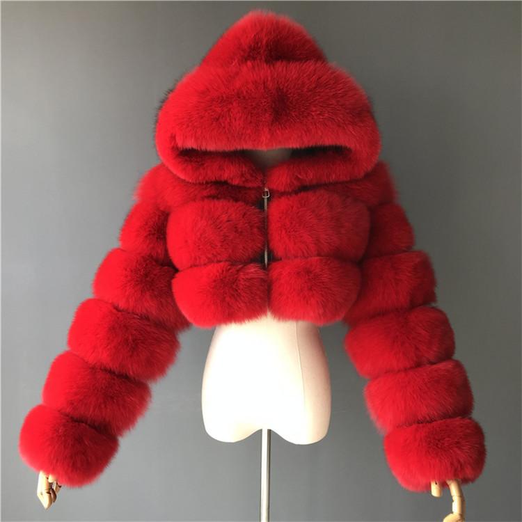 Frauen Mode Winter Faux Pelz Kurzen Mantel Flauschigen Zip Mit Kapuze Warme Kurze Jacke Winter Top Mode Frauen Nerz Mäntel S von Joom DACH