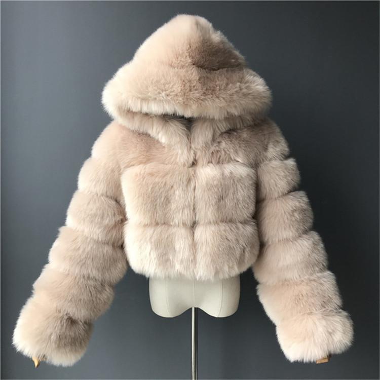 Frauen Mode Winter Faux Pelz Kurzen Mantel Flauschigen Zip Mit Kapuze Warme Kurze Jacke Winter Top Mode Frauen Nerz Mäntel S von Joom DACH