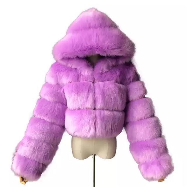 Frauen Mode Winter Faux Pelz Kurzen Mantel Flauschigen Zip Mit Kapuze Warme Kurze Jacke Winter Top Mode Frauen Nerz Mäntel XS von Joom DACH