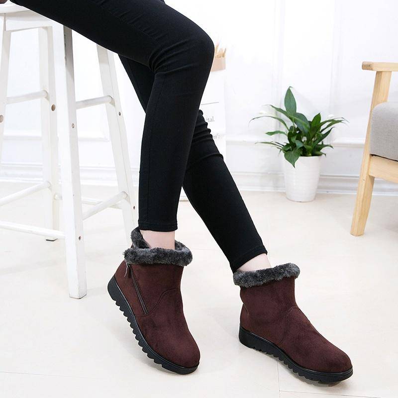 Frauen Mode Winter Stiefel Mutter Schuhe Wasserdichte Stiefeletten Frauen Regen Warme Schuhe 40 braun von Joom DACH