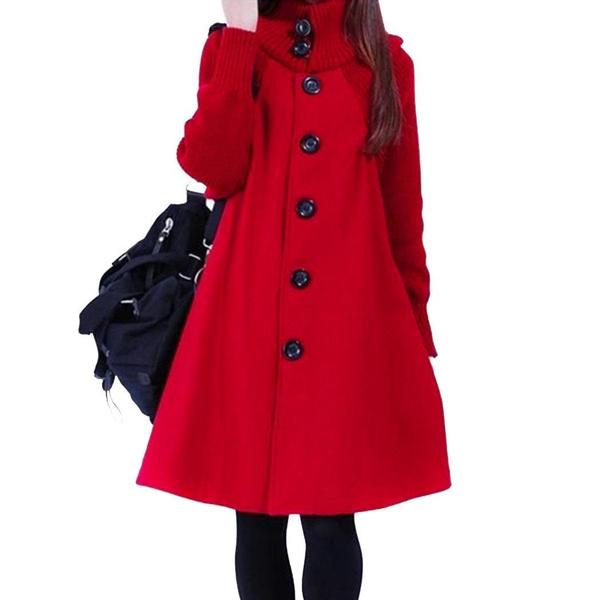 Frauen Mode Winter Warm Fledermaus Langen Mantel Lose Pullover Jacke Trenchcoat Plus Größe M rot von Joom DACH