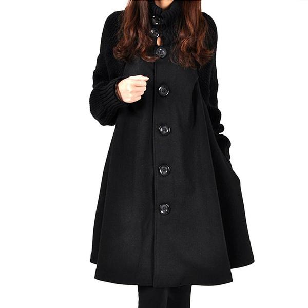 Frauen Mode Winter Warm Fledermaus Langen Mantel Lose Pullover Jacke Trenchcoat Plus Größe XXXXXL schwarz von Joom DACH
