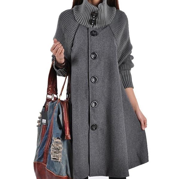 Frauen Mode Winter Warm Fledermaus Langen Mantel Lose Pullover Jacke Trenchcoat Plus Größe XXXXXL grau von Joom DACH