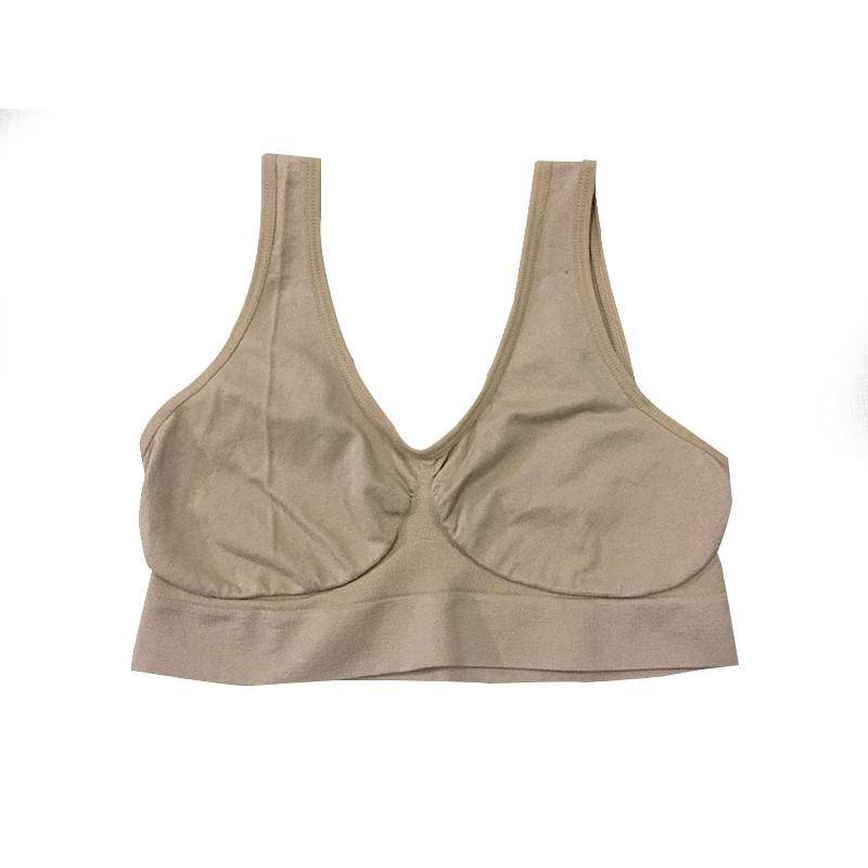 Frauen Nahtlose Fitness Gym Sport Voll Bh Push-Up Drahtlose Unterwäsche Form Tragen Stretch Lift Crop Tank Bh Top Plus größe 2X beige von Joom DACH