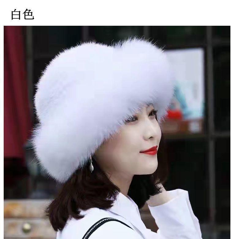 Frauen Nerz Fuchs Pelz Hut Damen Winter Solide Prinzessin Warm Verdickt Fleece Baskenmütze Caps Hüte weiß von Joom DACH