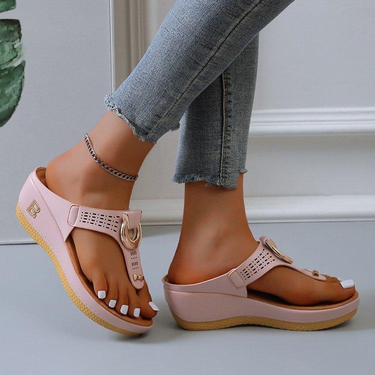 Frauen Neue Sommer Sandalen Offene spitze Strand Schuhe Flip-Flops Wedges Bequeme Hausschuhe Niedlichen Sandalen Plu Size43 Zapatos De Mujer 36 von Joom DACH