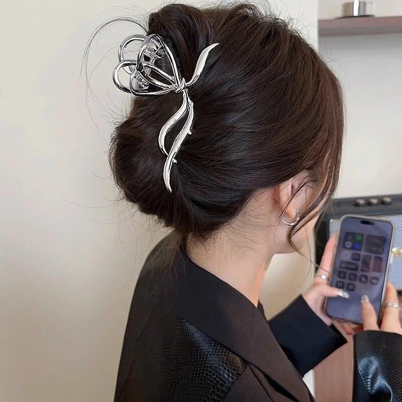 Frauen Neue Vintage Band Bowknot Haar Krallen Exquisite Metall Haar Clip Verschluss Haarnadeln Für Frauen Haar Zubehör Haarspangen Shark Clips von Joom DACH