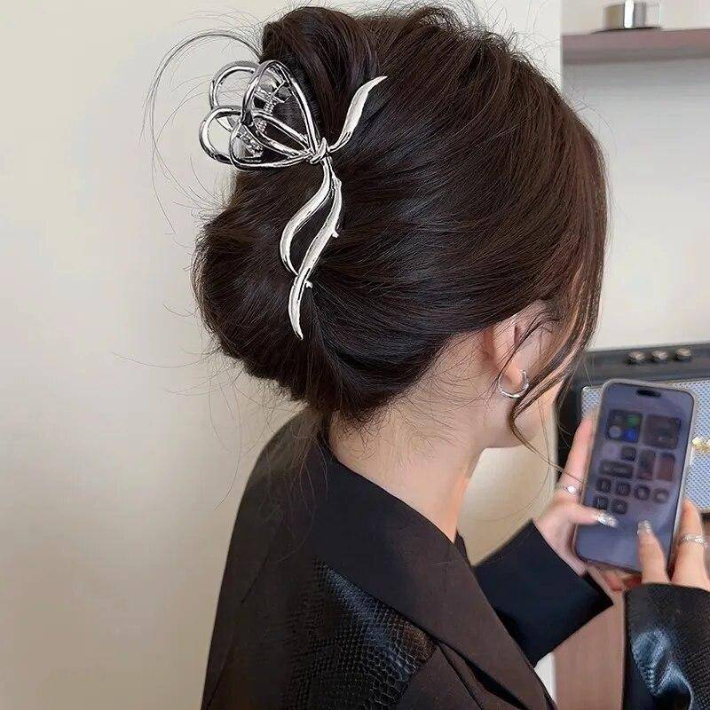 Frauen Neue Vintage Band Bowknot Haar Krallen Exquisite Metall Haar Clip Verschluss Haarnadeln Für Frauen Haar Zubehör Haarspangen Shark Clips von Joom DACH
