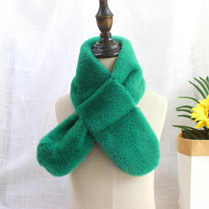 Frauen Outdoor Einfarbig Plüsch Schal Warm Halten Halstuch Faux Kaninchen Fell Kreuz Kragen Weiche Baby 10 von Joom DACH