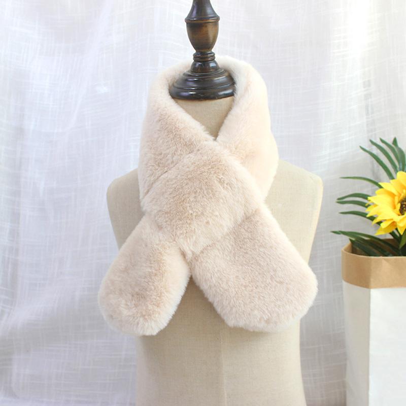 Frauen Outdoor Einfarbig Plüsch Schal Warm Halten Halstuch Faux Kaninchen Fell Kreuz Kragen Weiche Baby 11 von Joom DACH
