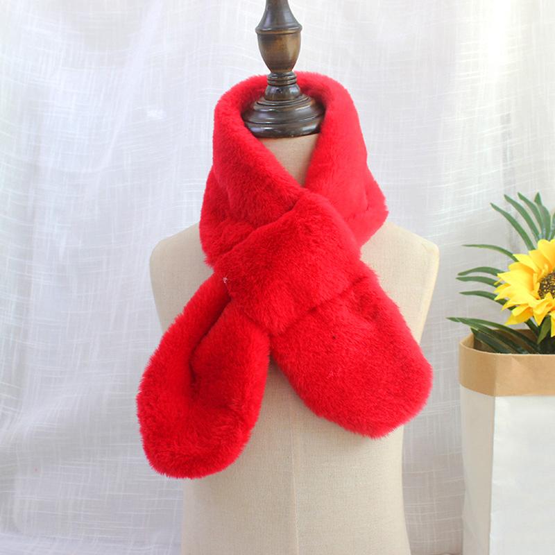 Frauen Outdoor Einfarbig Plüsch Schal Warm Halten Halstuch Faux Kaninchen Fell Kreuz Kragen Weiche Baby 2 von Joom DACH