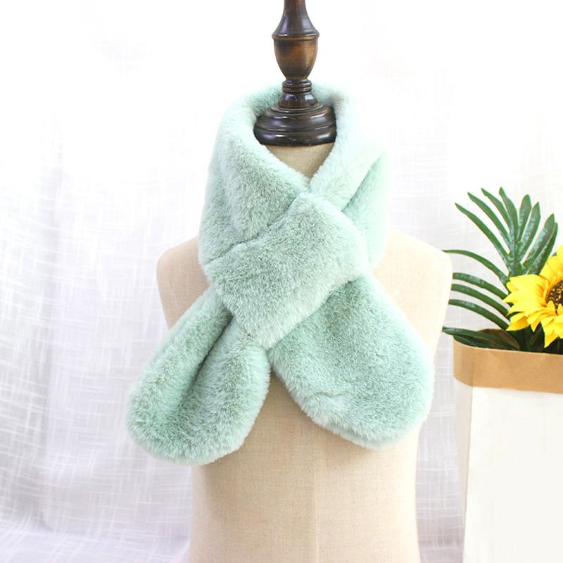 Frauen Outdoor Einfarbig Plüsch Schal Warm Halten Halstuch Faux Kaninchen Fell Kreuz Kragen Weiche Baby 3 von Joom DACH