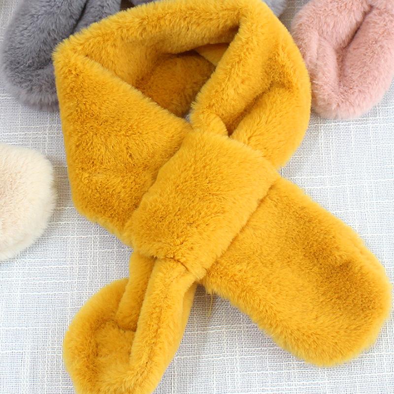 Frauen Outdoor Einfarbig Plüsch Schal Warm Halten Halstuch Faux Kaninchen Fell Kreuz Kragen Weiche Baby 5 von Joom DACH