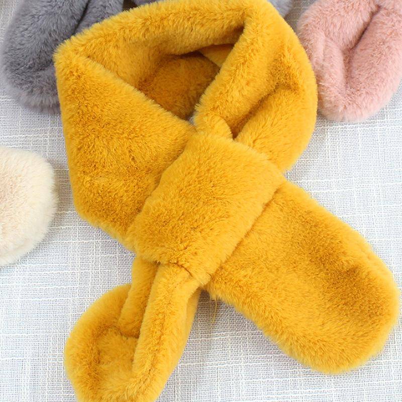 Frauen Outdoor Einfarbig Plüsch Schal Warm Halten Halstuch Faux Kaninchen Fell Kreuz Kragen Weiche Baby 5 von Joom DACH