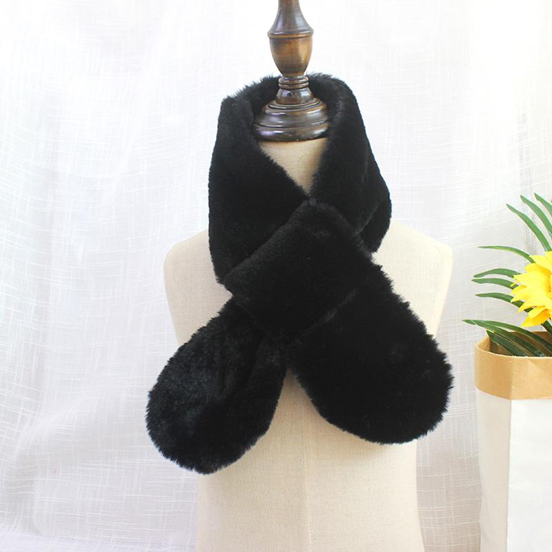 Frauen Outdoor Einfarbig Plüsch Schal Warm Halten Halstuch Faux Kaninchen Fell Kreuz Kragen Weiche Baby 6 von Joom DACH