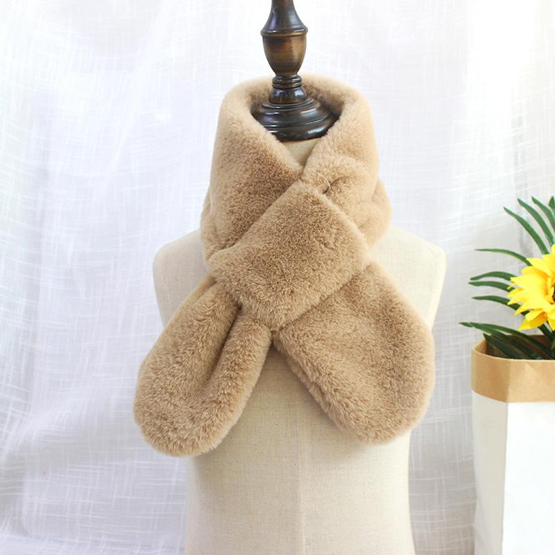 Frauen Outdoor Einfarbig Plüsch Schal Warm Halten Halstuch Faux Kaninchen Fell Kreuz Kragen Weiche Baby 8 von Joom DACH