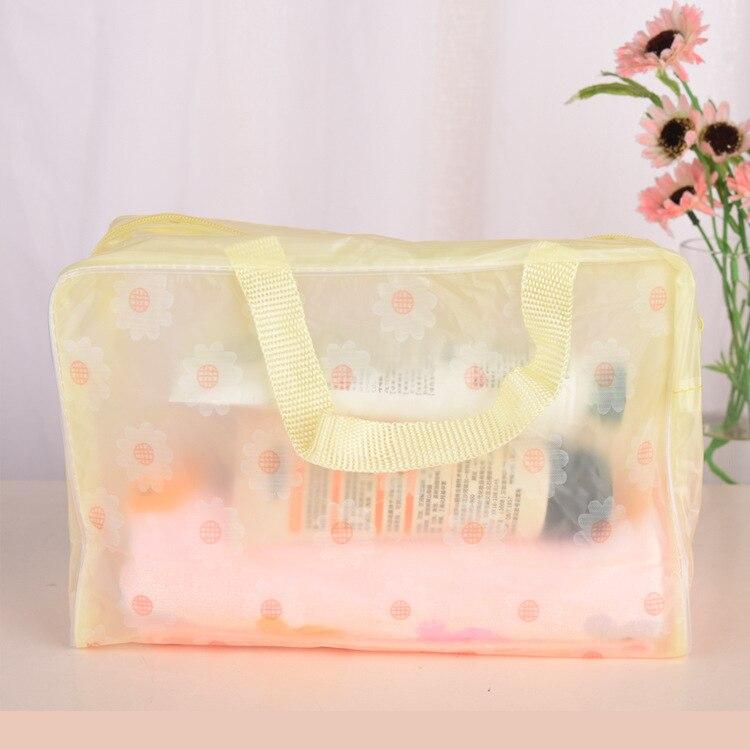 Frauen PVC Kosmetiktasche Fall Wasserdicht Blumendruck Kosmetik Transparent Kulturbeutel Organizer Tasche Mädchen Make-Up Taschen Set gelb von Joom DACH