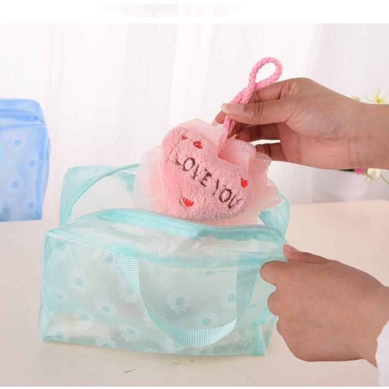 Frauen PVC Kosmetiktasche Fall Wasserdicht Blumendruck Kosmetik Transparent Kulturbeutel Organizer Tasche Mädchen Make-Up Taschen Set grün von Joom DACH