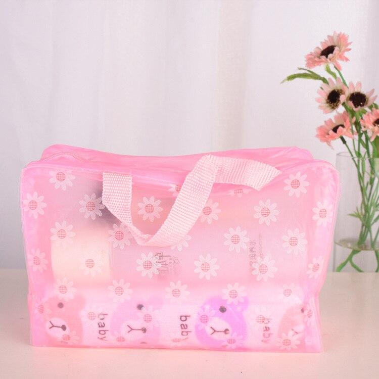Frauen PVC Kosmetiktasche Fall Wasserdicht Blumendruck Kosmetik Transparent Kulturbeutel Organizer Tasche Mädchen Make-Up Taschen Set rosa von Joom DACH