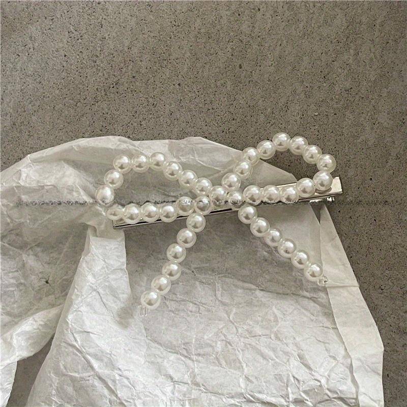 Frauen Perle Haar Clips Pins süße Perle Haarspange Bögen Haarnadel Metall Haar Clips Haar Zubehör weiß von Joom DACH