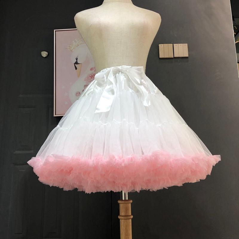 Frauen Petticoat Lolita Tutu Rock Unterrock kurze Krinoline Cosplay Kawaii süße rosa von Joom DACH