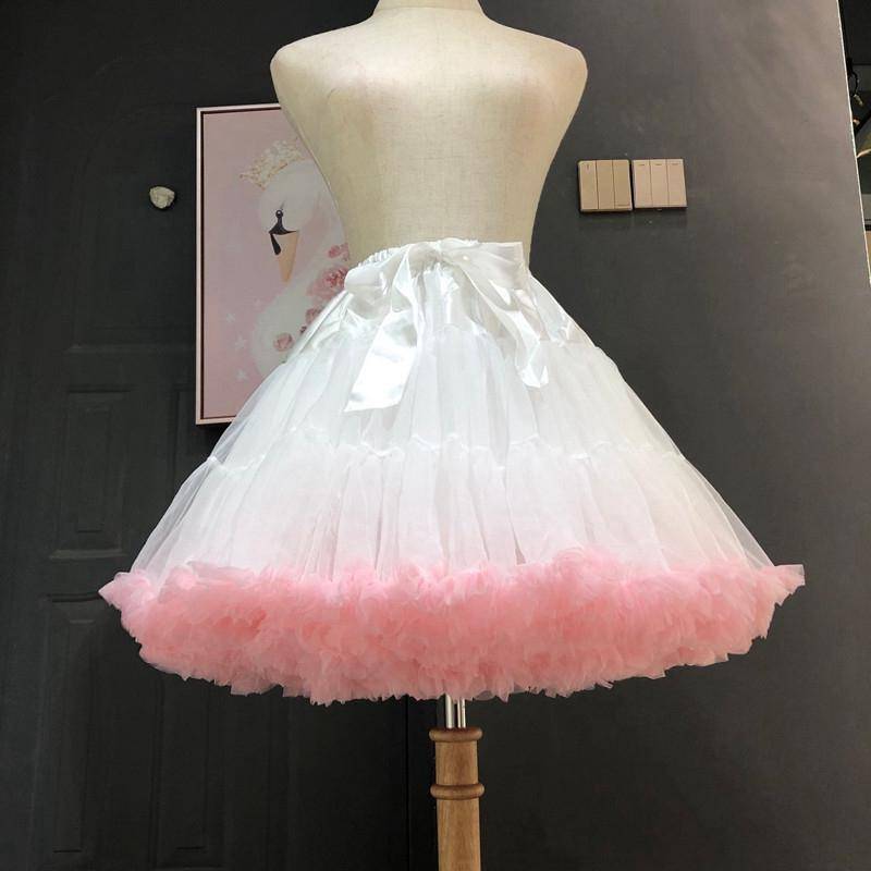 Frauen Petticoat Lolita Tutu Rock Unterrock kurze Krinoline Cosplay Kawaii süße rosa von Joom DACH