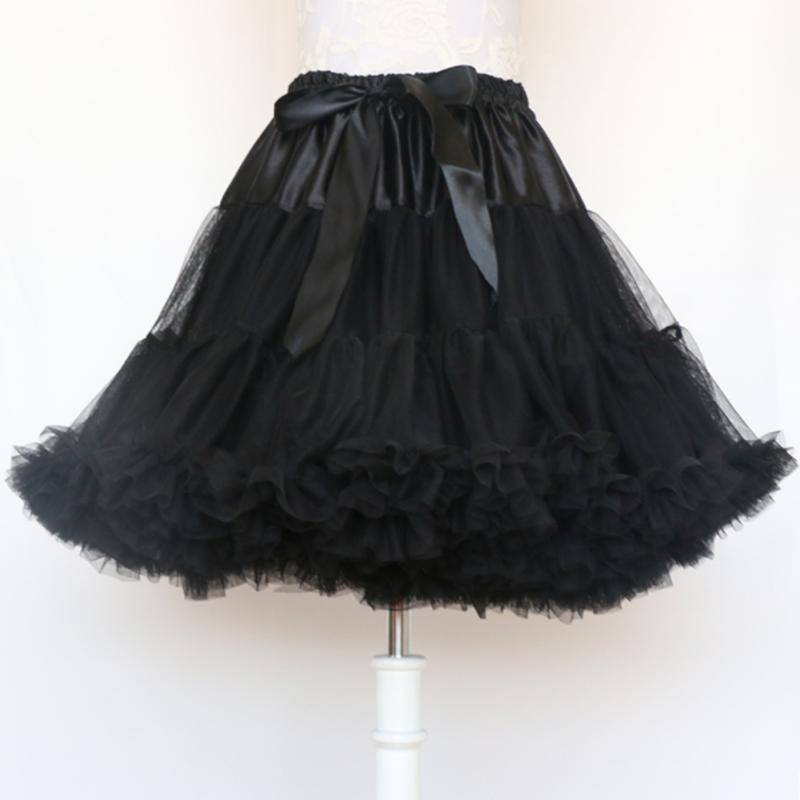 Frauen Petticoat Lolita Tutu Rock Unterrock kurze Krinoline Cosplay Kawaii süße schwarz von Joom DACH