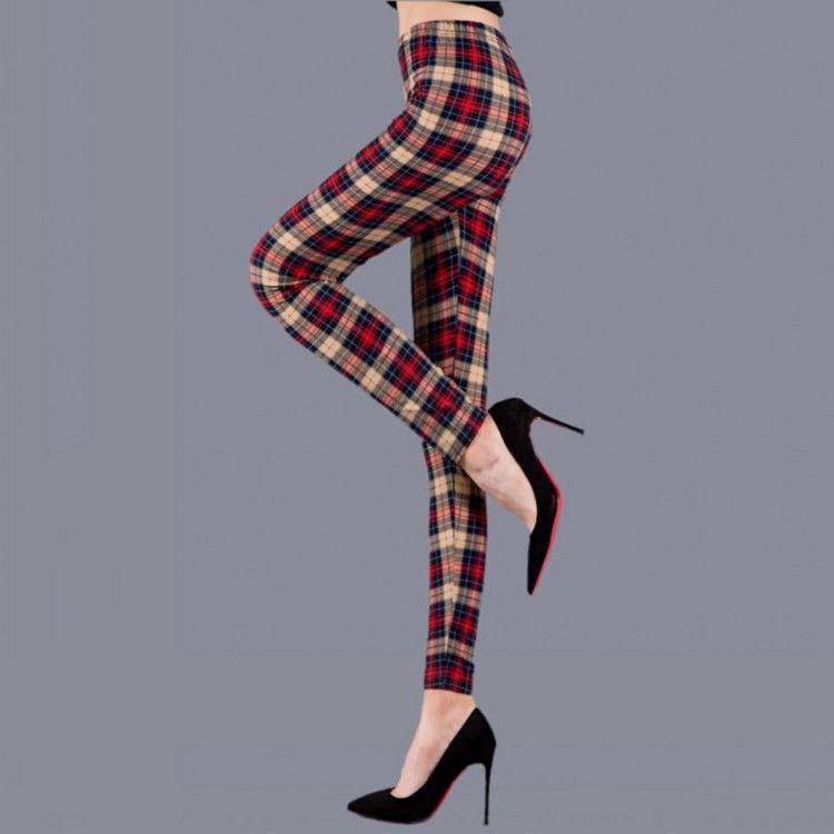 Frauen Plaid Leggings Mädchen Slim Cropped Hose Hohe Elastizität Skinny Casual Pants One size braun Frauen Plaid Leggings Mädchen Slim Cropped Hose Hohe Elastizität Skinny Casual Pants One size braun von Joom DACH