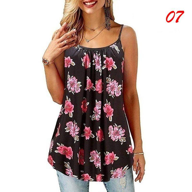 Frauen Plus Größe Ärmellose Weste Gedruckt Strand Casual Boho Böhmen Sommer Lose Tank Tops Bluse M von Joom DACH