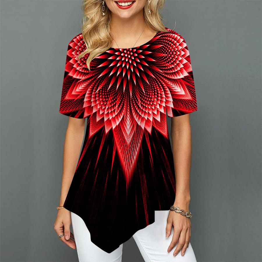 Frauen Plus Größe Damen T-shirts Sonnenblumen Druck Lose Beiläufige Tops Weibliche Unregelmäßige Sommer Kleidung 6XL rot Frauen Plus Größe Damen T-shirts Sonnenblumen Druck Lose Beiläufige Tops Weibliche Unregelmäßige Sommer Kleidung 6XL rot von Joom DACH