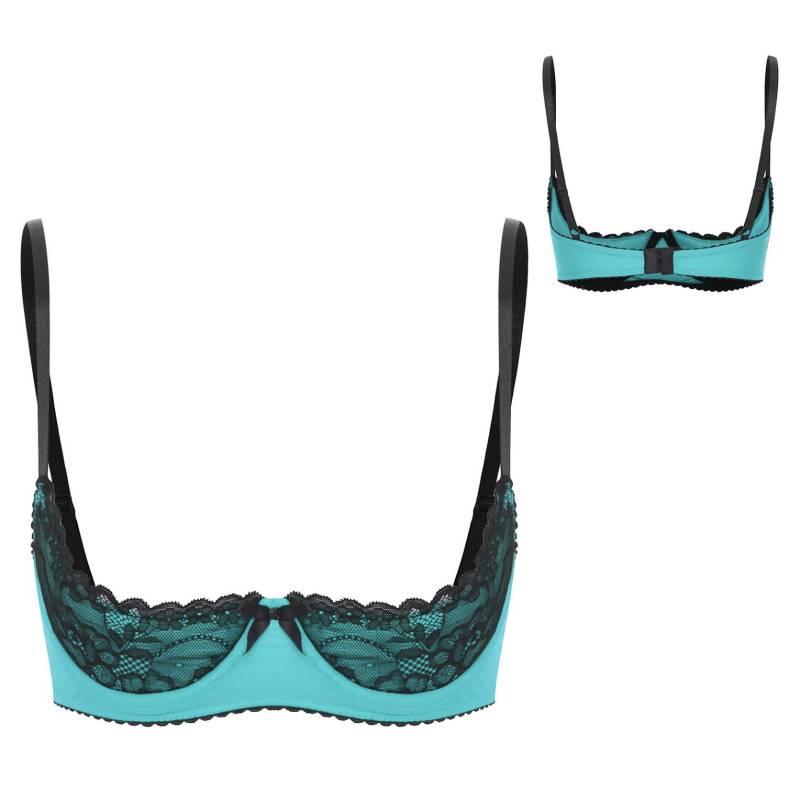 Frauen Plus Größe Spitze Trim Bügel 1/4 Tasse Vorne Offen BH Top Push-Up Regal Balconette Büstenhalter Korsett Unterwäsche 4XL türkis Frauen Plus Größe Spitze Trim Bügel 1/4 Tasse Vorne Offen BH Top Push-Up Regal Balconette Büstenhalter Korsett Unterwäsche 4XL türkis von Joom DACH