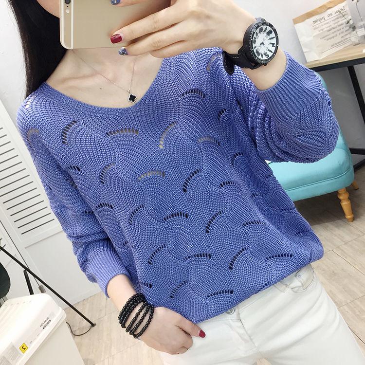Frauen Pullover Mode Lässig Reine Farbe Aushöhlen Fledermaus Ärmel Lose Pullover Frühling Herbst Damen Pullover Tops Plus Größe L weiß von Joom DACH