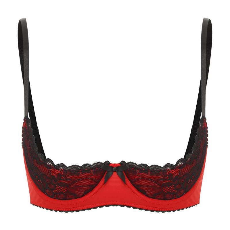 Frauen Push-Up-BH Bügel Bralette Unterwäsche Plus Size Atmungsaktive BHs Dessous 5XL rot von Joom DACH