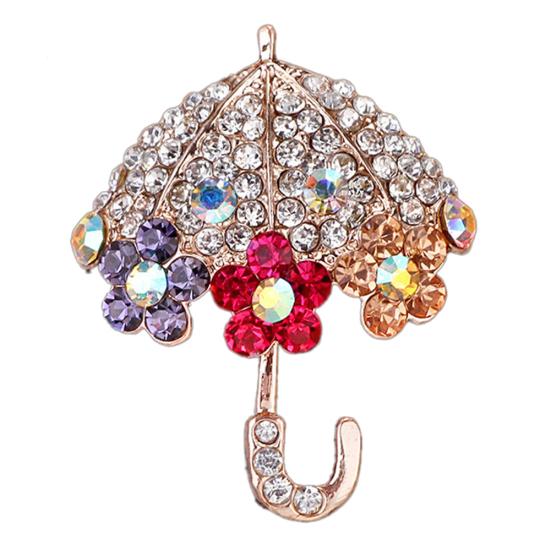 Frauen Regenschirm Blume Strass Intarsien Brosche Pin Jacke Kragen Dekor von Joom DACH
