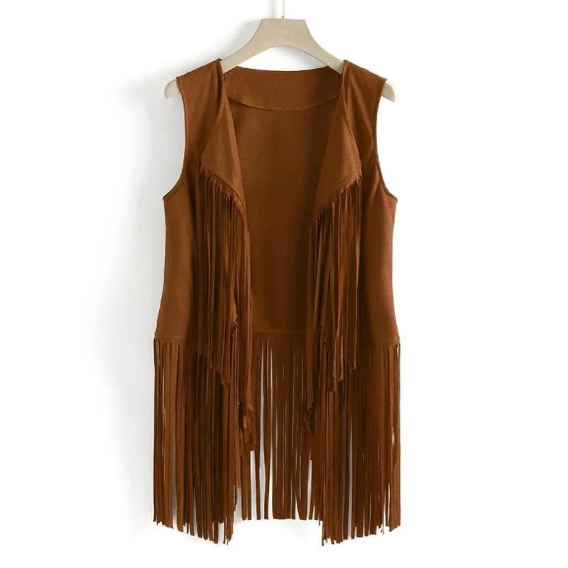 Frauen Retro 70er Jahre Hippie Faux Wildleder ärmellose Quasten Fransen Weste Cardigan Jacke XL khaki Frauen Retro 70er Jahre Hippie Faux Wildleder ärmellose Quasten Fransen Weste Cardigan Jacke XL khaki von Joom DACH