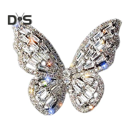 Frauen Ring Aushöhlen Schmetterling Form Strass Legierung Einstellbare Öffnung Ring Bankett Party Hochzeit Schmuck silber von Joom DACH
