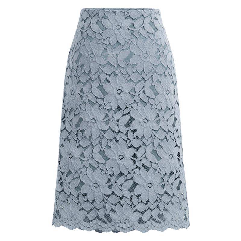 Frauen Rock Sommer Spitze Elegante Büro Röcke Bleistift Rock Knielangen Hohe Taille Rock Plus Größe XXL hellblaue von Joom DACH