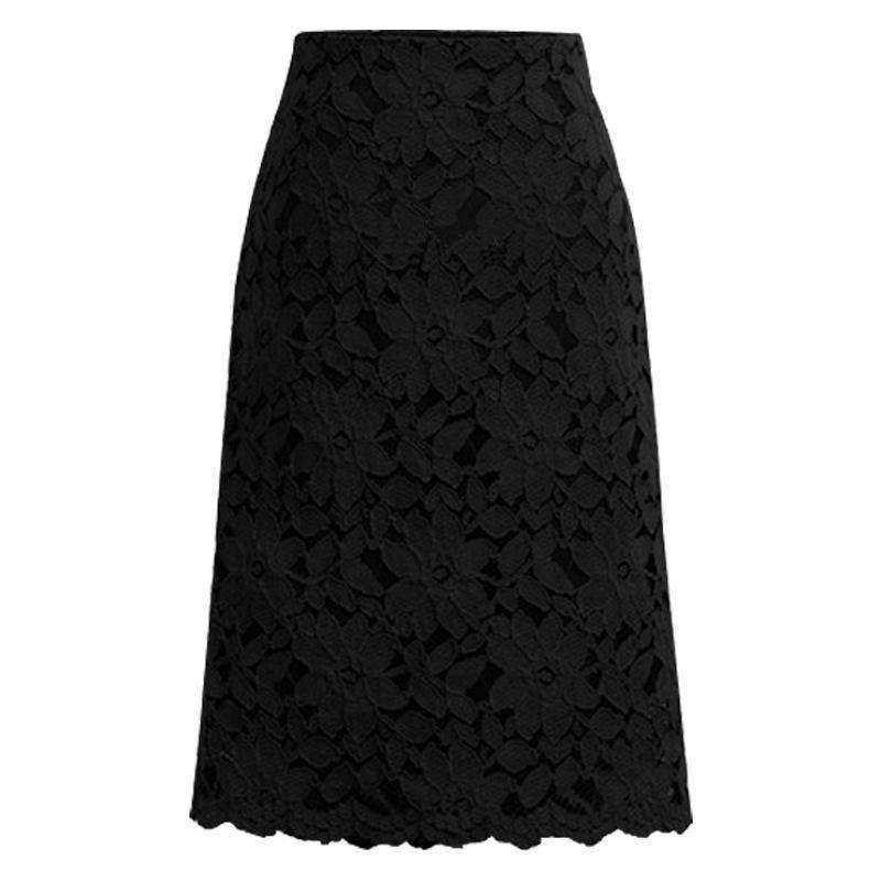 Frauen Rock Sommer Spitze Elegante Büro Röcke Bleistift Rock Knielangen Hohe Taille Rock Plus Größe XXXXL schwarz von Joom DACH