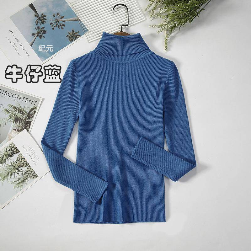 Frauen Rollkragenpullover Herbst Winter Tops Schlanke Frauen Pullover Gestrickte Pullover Jumper Weiche Warme Pull One Size blau von Joom DACH