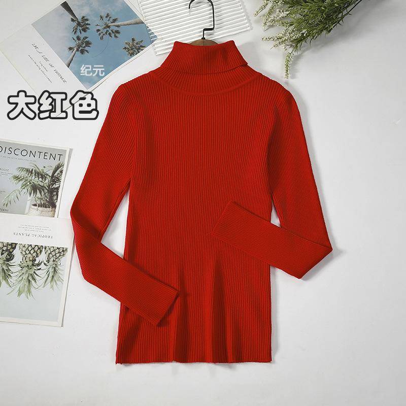 Frauen Rollkragenpullover Herbst Winter Tops Schlanke Frauen Pullover Gestrickte Pullover Jumper Weiche Warme Pull One Size rot von Joom DACH