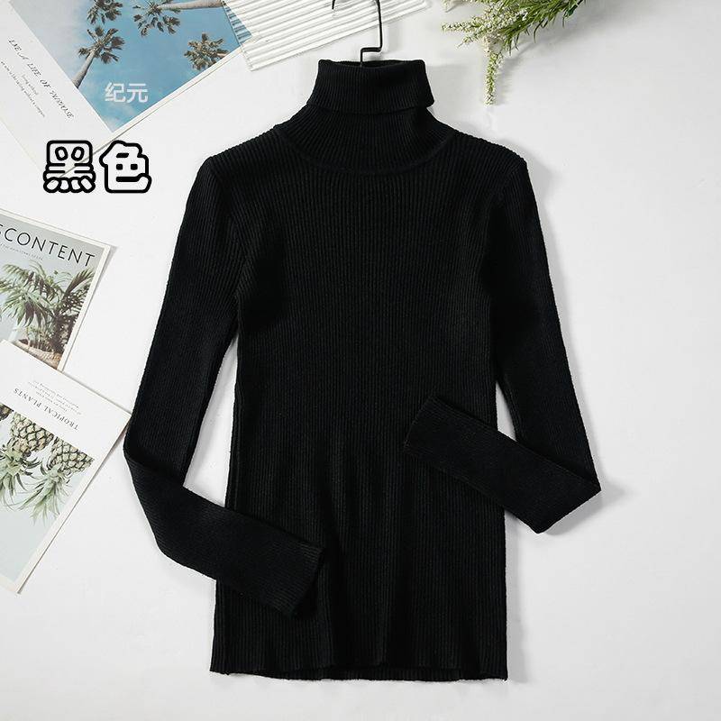 Frauen Rollkragenpullover Herbst Winter Tops Schlanke Frauen Pullover Gestrickte Pullover Jumper Weiche Warme Pull One Size schwarz von Joom DACH