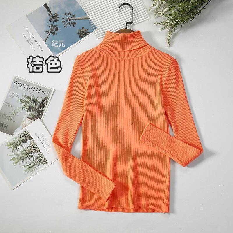 Frauen Rollkragenpullover Herbst Winter Tops Schlanke Frauen Pullover Gestrickte Pullover Jumper Weiche Warme Pull One Size orange von Joom DACH