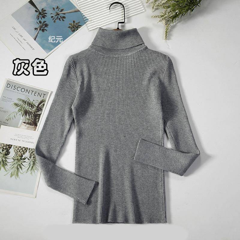 Frauen Rollkragenpullover Herbst Winter Tops Schlanke Frauen Pullover Gestrickte Pullover Jumper Weiche Warme Pull One Size grau von Joom DACH