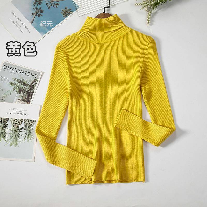 Frauen Rollkragenpullover Herbst Winter Tops Schlanke Frauen Pullover Gestrickte Pullover Jumper Weiche Warme Pull One Size gelb von Joom DACH