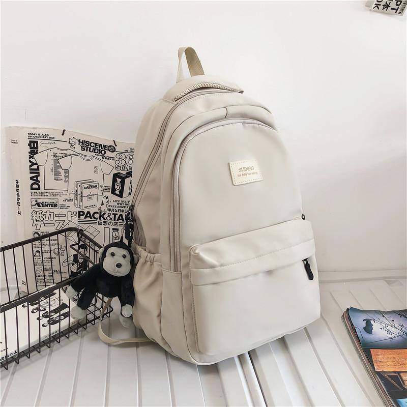 Frauen Rucksack Einfarbig Weibliche Multi-tasche Casual Frau Reisetasche Hohe Qualität Schulranzen für Teenager Mädchen Buch Rucksack weiß von Joom DACH
